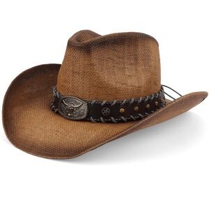 Straw Cowboy Hats For Women Cowgirl Outfits For Women Beach Hats Brown Cowboy🦛
